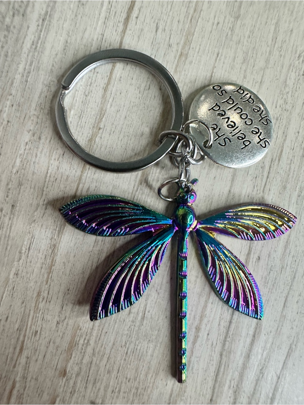 Iridescent Dragonfly Keychain Charm - Multicolor